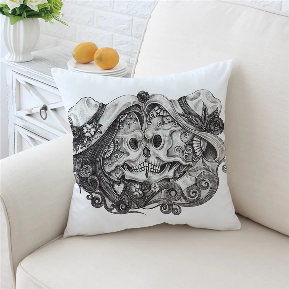 BeddingOutlet коллекция чехлов для подушек с изображением сахарного черепа черно белые