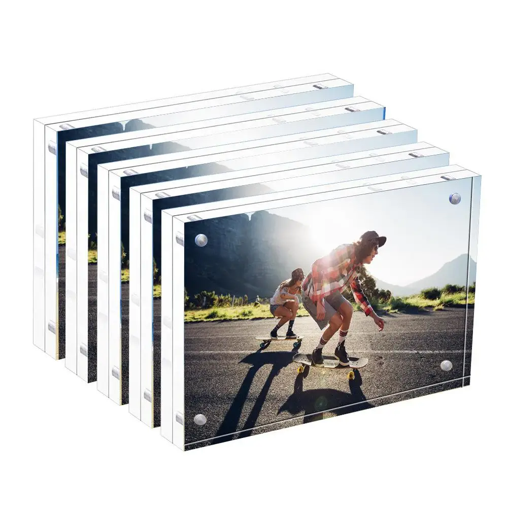 Высокая четкость акриловые фоторамки на столе сильная Магнитная кристальная