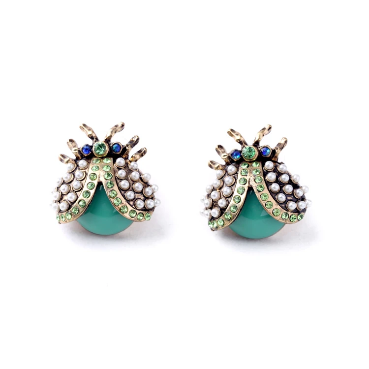 Серьги гвоздики золотого цвета с божьей коровкой|colorful stud earings|stud earringsearings with animals |