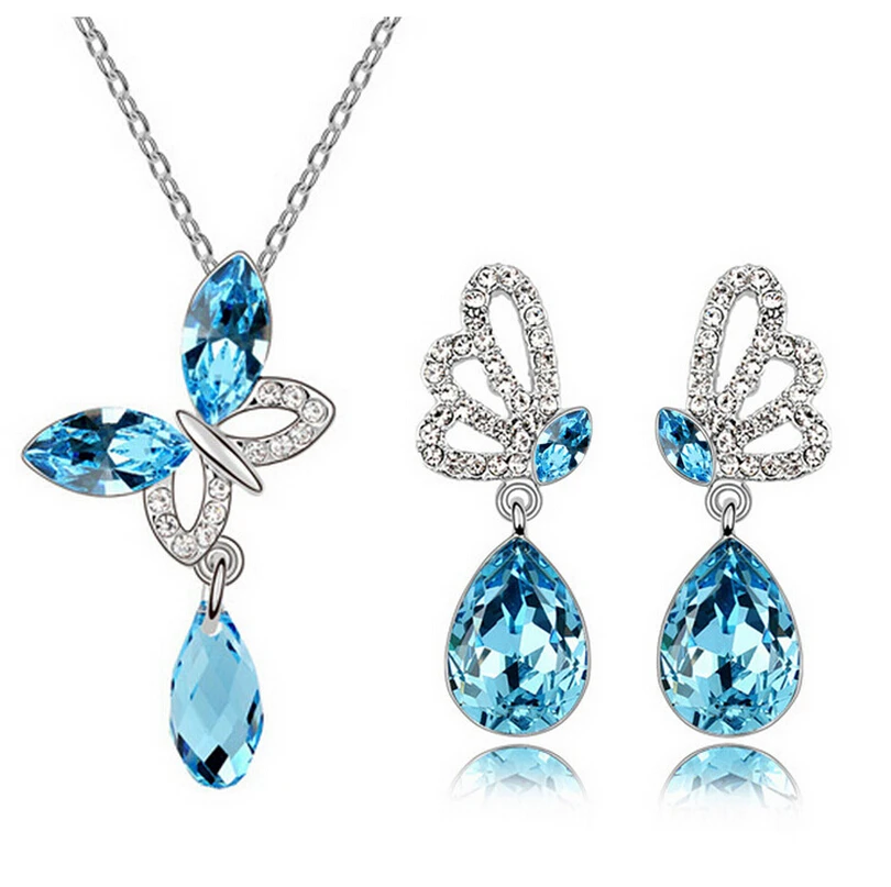 Austrian crystal butterfly earrings necklace set | Украшения и аксессуары