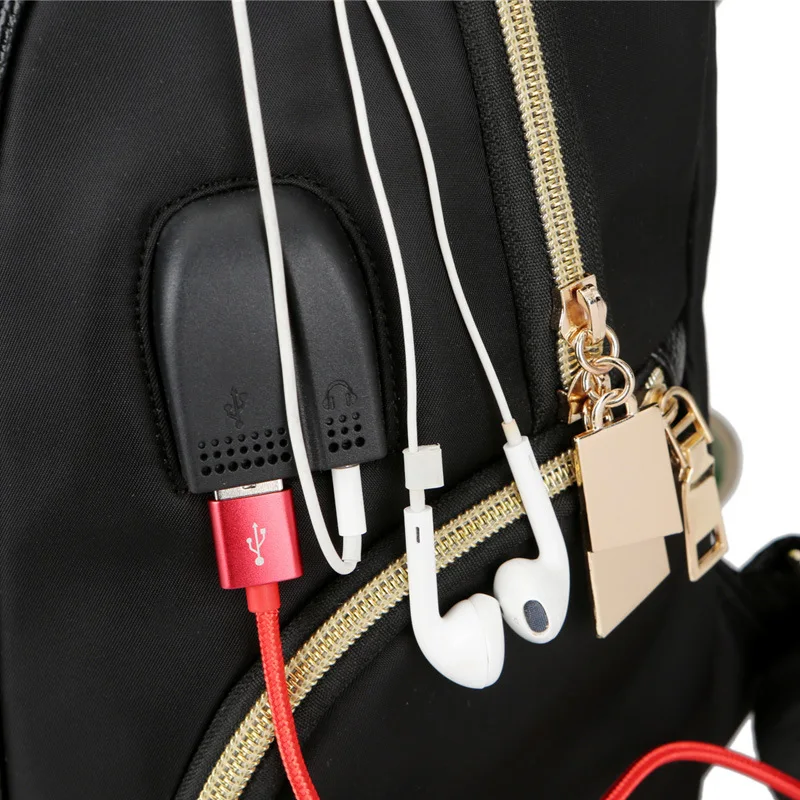 Рюкзак с usb зарядкой и наушниками женская сумка из искусственной кожи женский