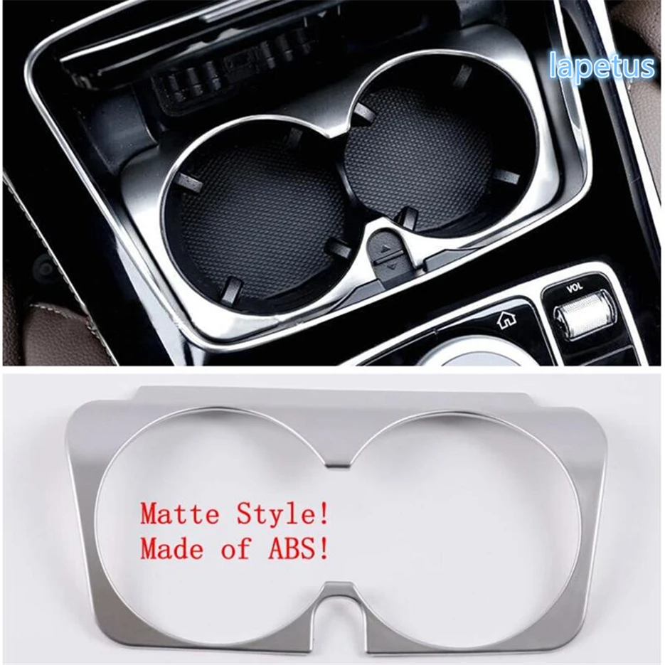 Lapetus Front Seat Water Cup Holder Decoration Frame Cover Kit Matte Carbon Fiber ABS Fit For Mercedes Benz GLC X253 2016 - 2019 |