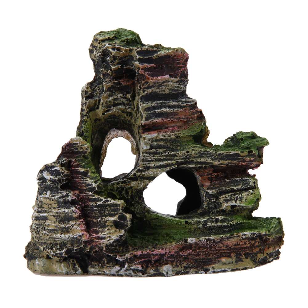 Аквариум с видом на горы Rockery прячущаяся пещера дерево аквариумное украшение