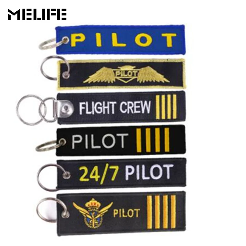 

MELIFE Outdoor Climbing accessories Pilot Key Chain Safety Tag Embroidery Pilot KeyChains for Aviation Gifts Sport Label
