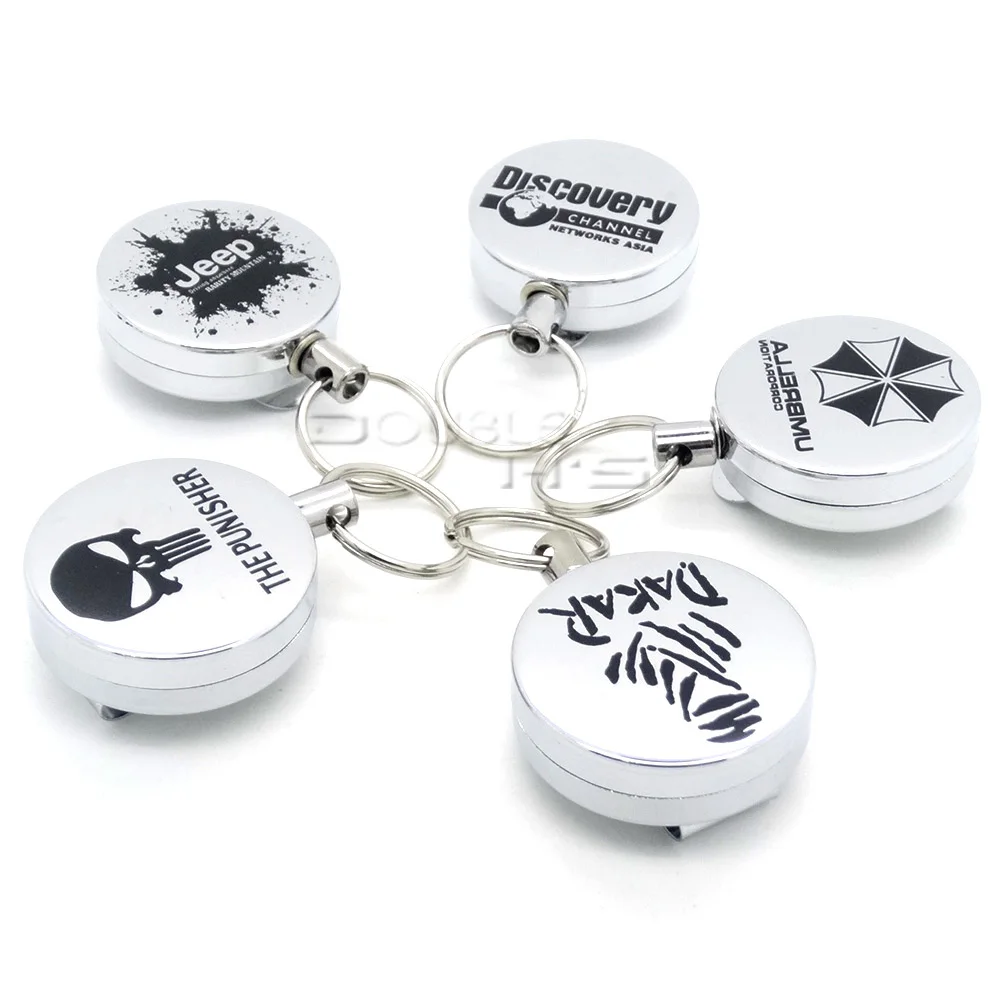 

5pcs/lot Recoil Extendable Metal Wire 60cm Key Chain Ring Clip Pull Keyring Retracting