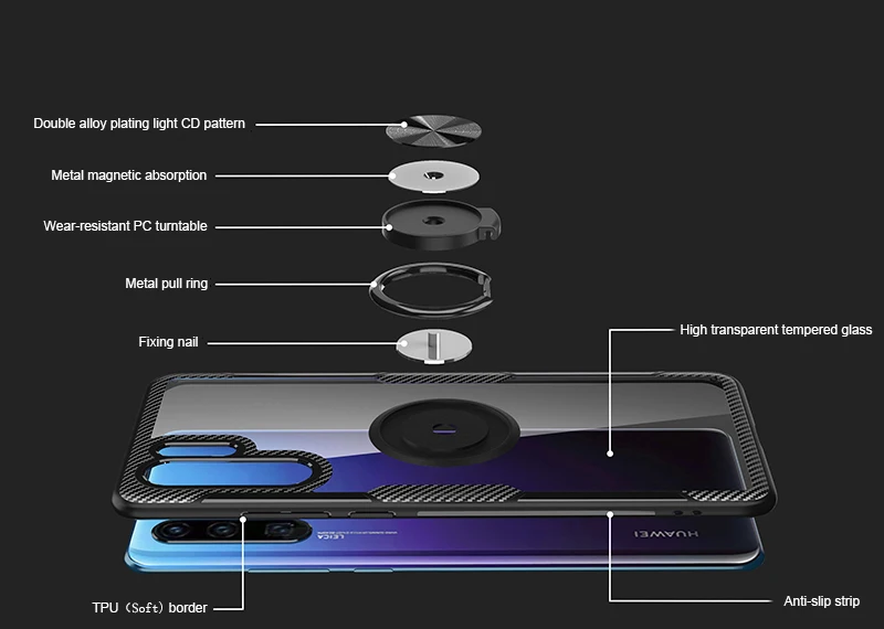 Закаленные линзы чехол Kickstand чехол Невидимый палец кольцо крышка чехол для huawei P30 P30Pro Mate20 Mate20pro P20 P20Pro P20lite