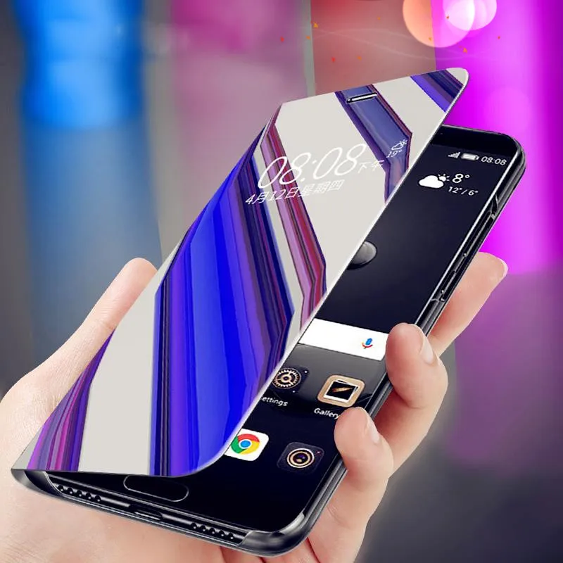 Прозрачный зеркальный чехол ALANGDUO для iPhone XS MAX XR Роскошный кожаный флип подставка