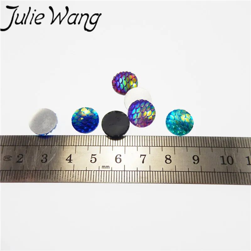 Julie Wang 100 шт./упак. Смешанные 12 мм Русалка из Смолы Рыбные весы круглая Смола