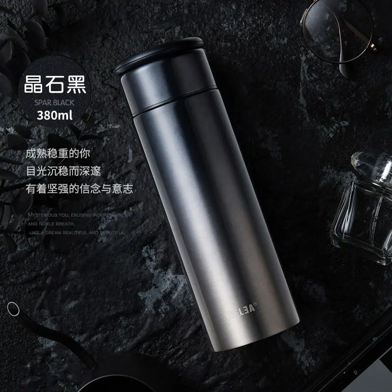 380ml black bottle 380 мл термос чашка вакуумная Нержавеющая сталь колбы сок кружка для кофе утепленная двойной слой колбу бюро путешествий Бутылки для воды - Цвет: 380ml black bottle