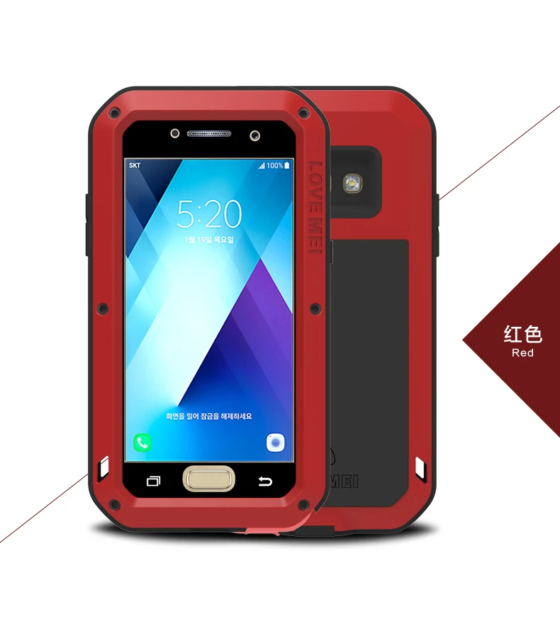 Red LOVE MEI металлический чехол для samsung Galaxy A5 A520 A320 A3, Алюминиевый противоударный водонепроницаемый чехол для samsung A3 - Цвет: Red