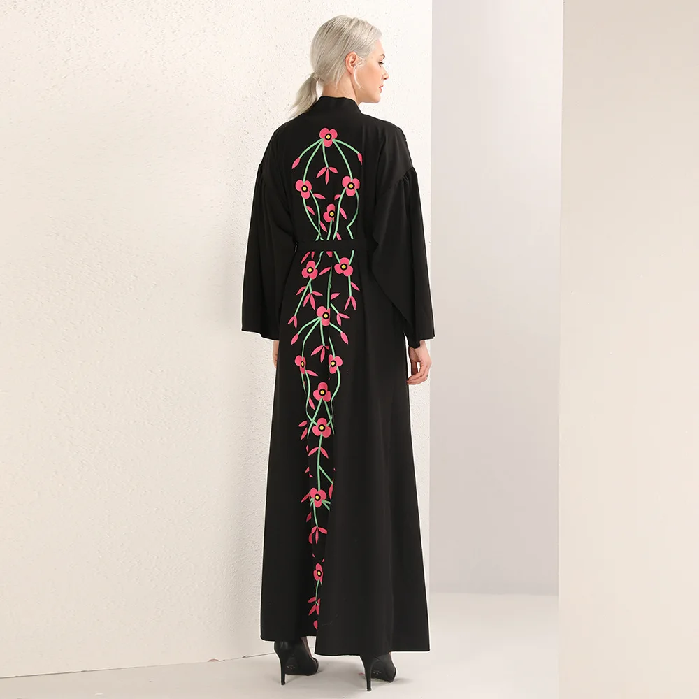 Арабское кимоно с цветочным рисунком Abaya Femme кафтановый халат мусульманское