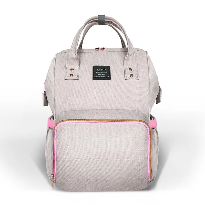 Pink gray Landuo множественный рюкзак ручная сумка для молодых мам сумка Портативная сумка для подгузников сумка большая емкость дорожная сумка для кормления для детской коляски - Цвет: Pink gray