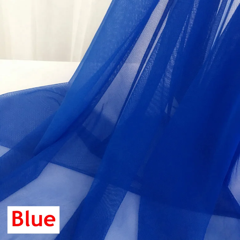 Blue Мягкая сетка 1 м/лот 8 цветов эластичная Сетка кружевная ткань свадебное платье вуаль DIY ткань Прозрачное платье H016 - Цвет: Blue