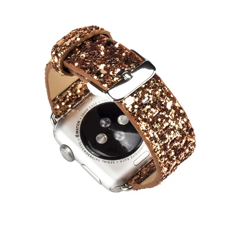 Шикарный Рождественский Блестящий ремешок из искусственной кожи для Apple Watch серии 5 4 3 2 1 ремень для iWatch 38 40 мм 42 44 мм Ремешки для наручных часов