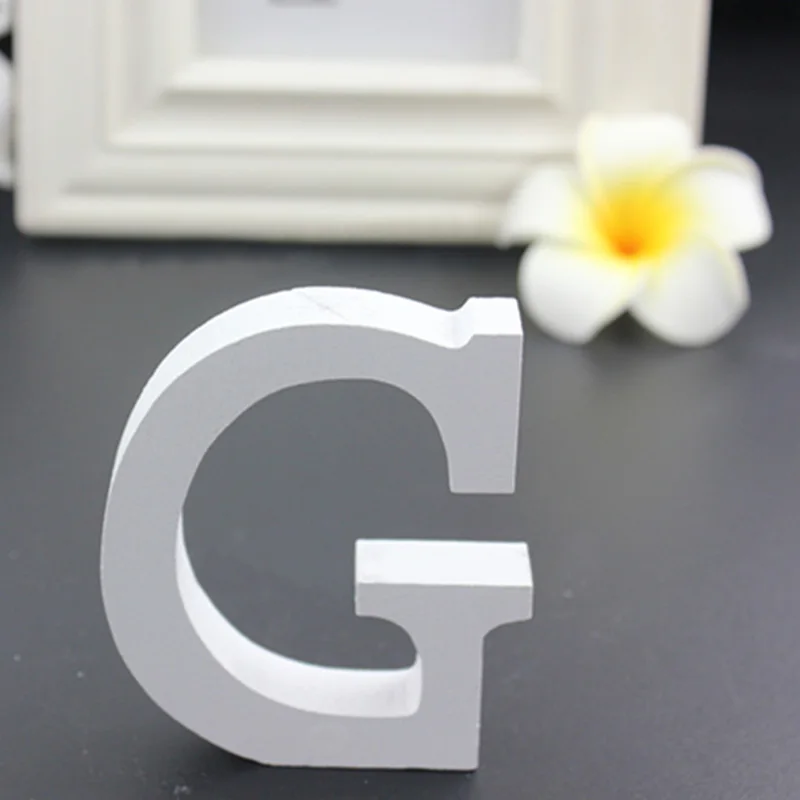 G 8x8cm 3D белая деревянная буква Английский алфавит DIY Индивидуальное Имя Дизайн Искусство ремесло свободно стоящее сердце Свадебный домашний декор - Цвет: G 8x8cm