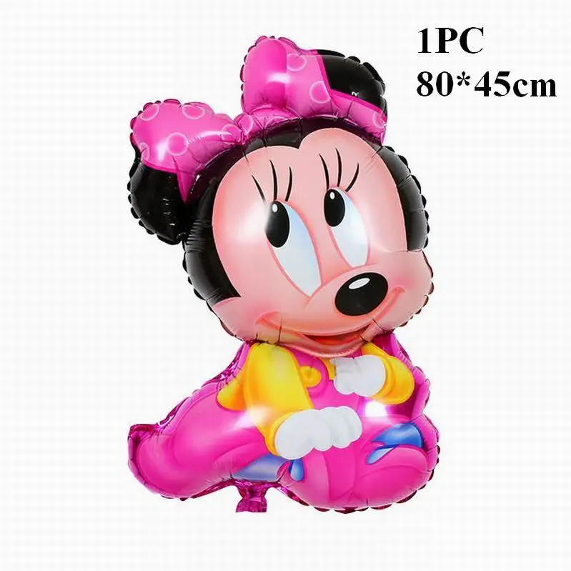 80cm minnie 8 шт с Микки Маусом и Минни Маус комплект Мышь шарик из фольги в форме baby shower вечерние писчая бумага globos детские игрушки для happy birthady вечерние украшения - Цвет: 80cm minnie