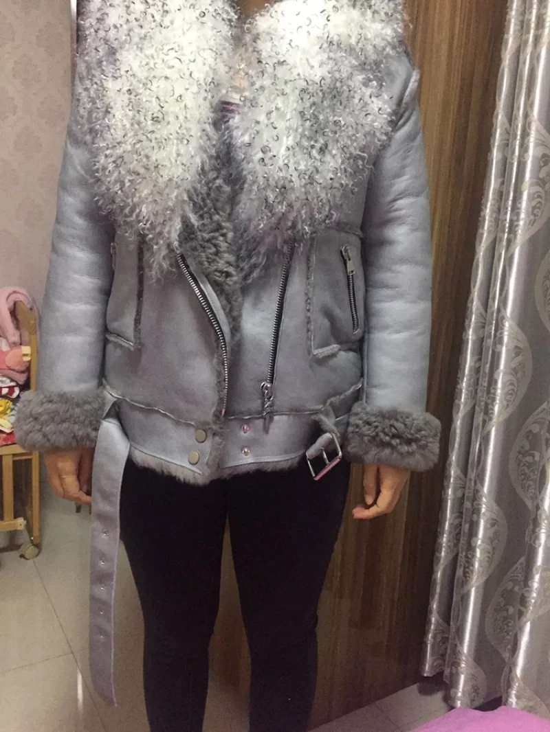 ZiZhen зимние двухсторонние меховые пальто Женская монгольская овечья шерсть Полный Пелт Пальто Куртка с отложным воротником 180816-2
