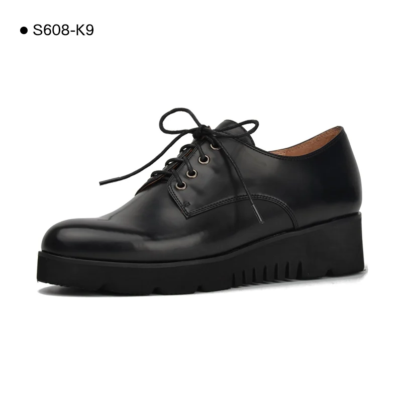 S608-K9-Black Donna-in/распродажа; женская обувь на плоской подошве из натуральной кожи; лоферы на платформе; удобные повседневные женские Балетки без застежки на плоской подошве - Цвет: S608-K9-Black