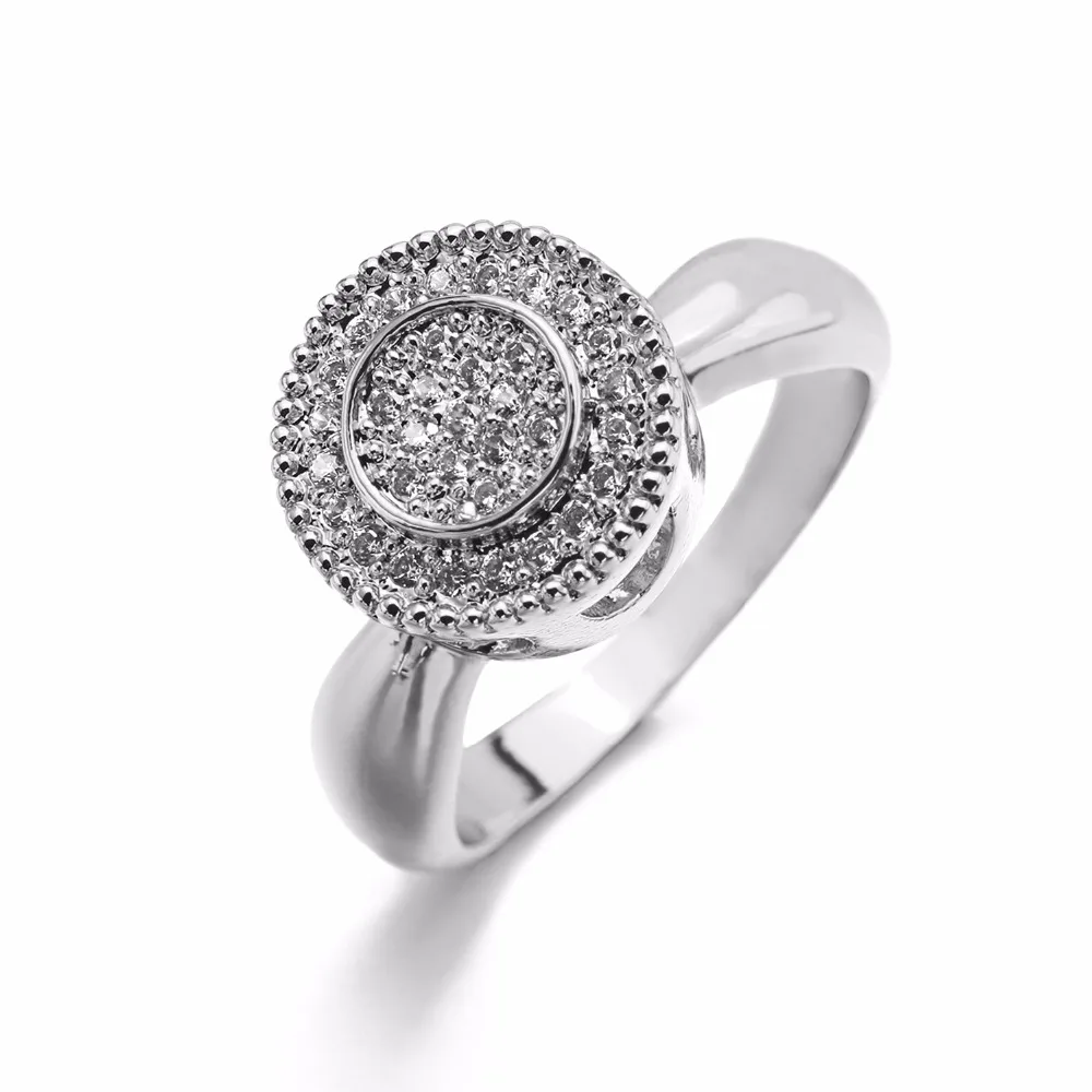 VANAXIN Cake Shape Rose/Gold/Silver Color Round Rings For Women Men Copper Ring With CZ Stones Free Gift Box Fashion Jewelry | Украшения и