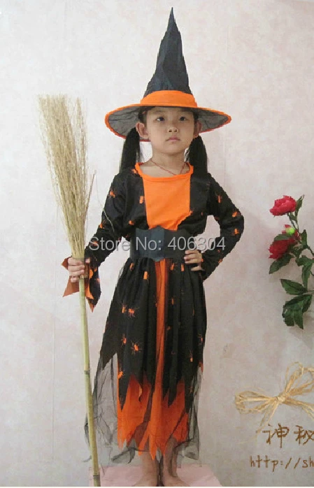 Бесплатная доставка костюм для Хэллоуина детское платье ведьмы костюмированной