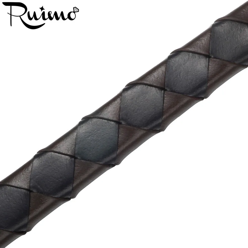 RUIMO 12*6 мм широкий натуральный Плетеный плоский кожаный шнур коричневый синий для