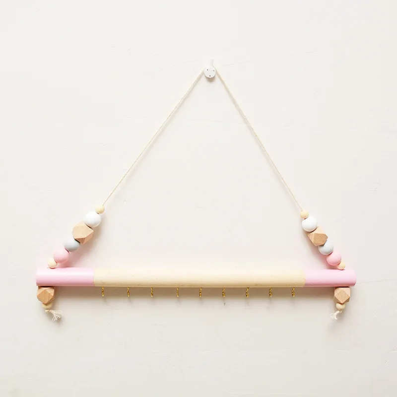 

Storage Rack INS Nordic Wall Shelves with hooks Wall Decor Wooden Beads Tassel Storage Swing Shelf Kid's Room Organizer for Toys