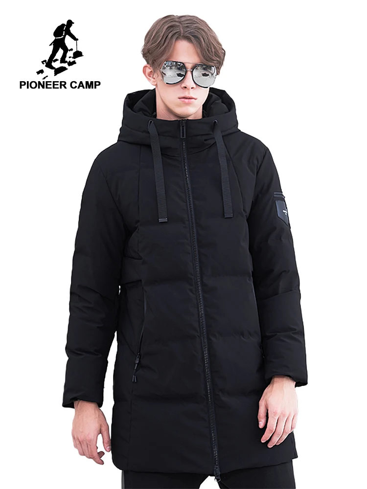 Pioneer Camp thick winter down jacket men brand clothing long warm duck coat male top quality black AYR801474 | Мужская одежда