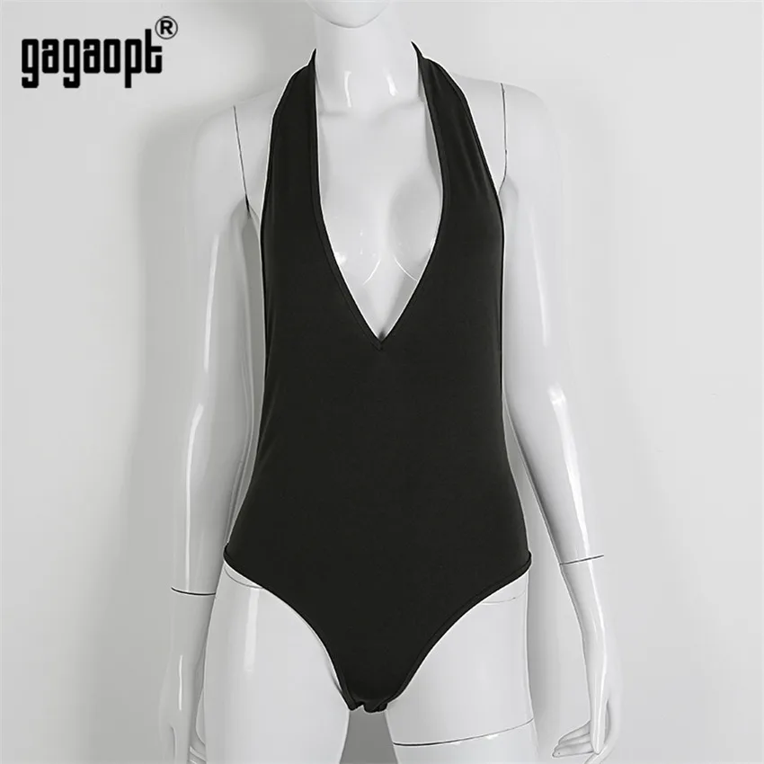 Gagaopt, летний Боди с открытой спиной, Женское боди с цепочками, сексуальное боди, вечерние комбинезоны, комбинезоны, уличная одежда - Цвет: Black