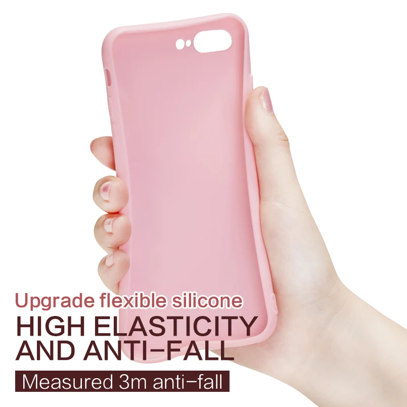 Luxury For iPhone 7 Plus Case Soft Silicone Plain Back Cover 8 6 6s X XS Max XR Conque Shockproof |