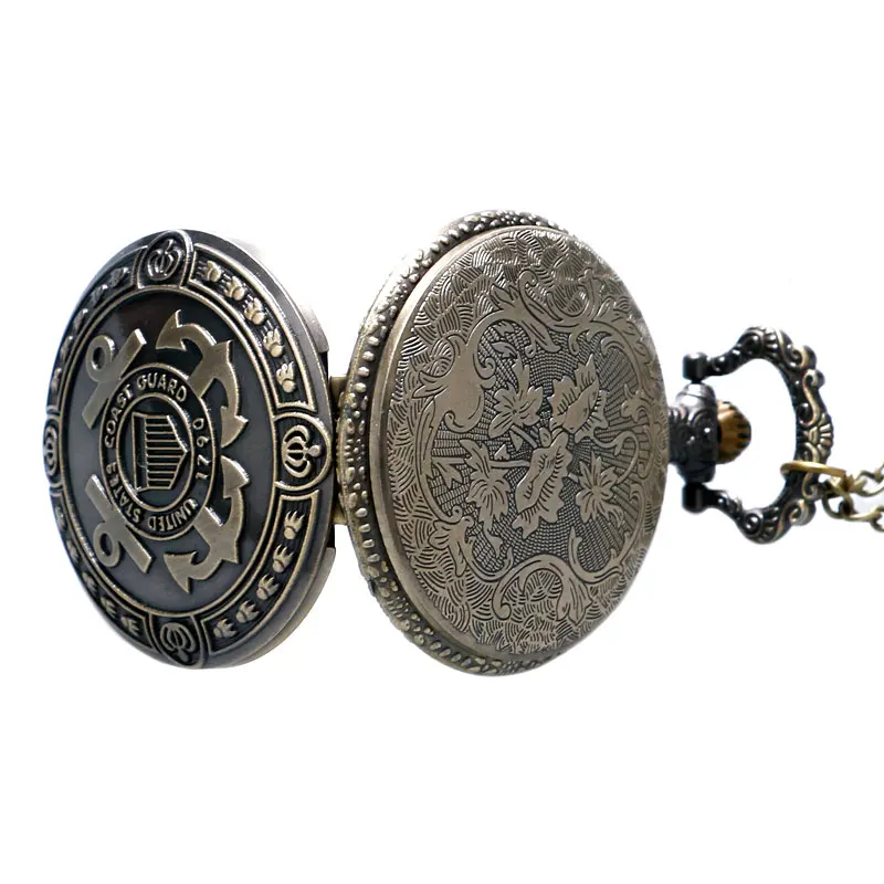 Vintage Bronze Quartz Pocket Watch 1790 United States Coast Guard Fob Clock Men Women Necklace Gift With Bag P954 | Наручные часы