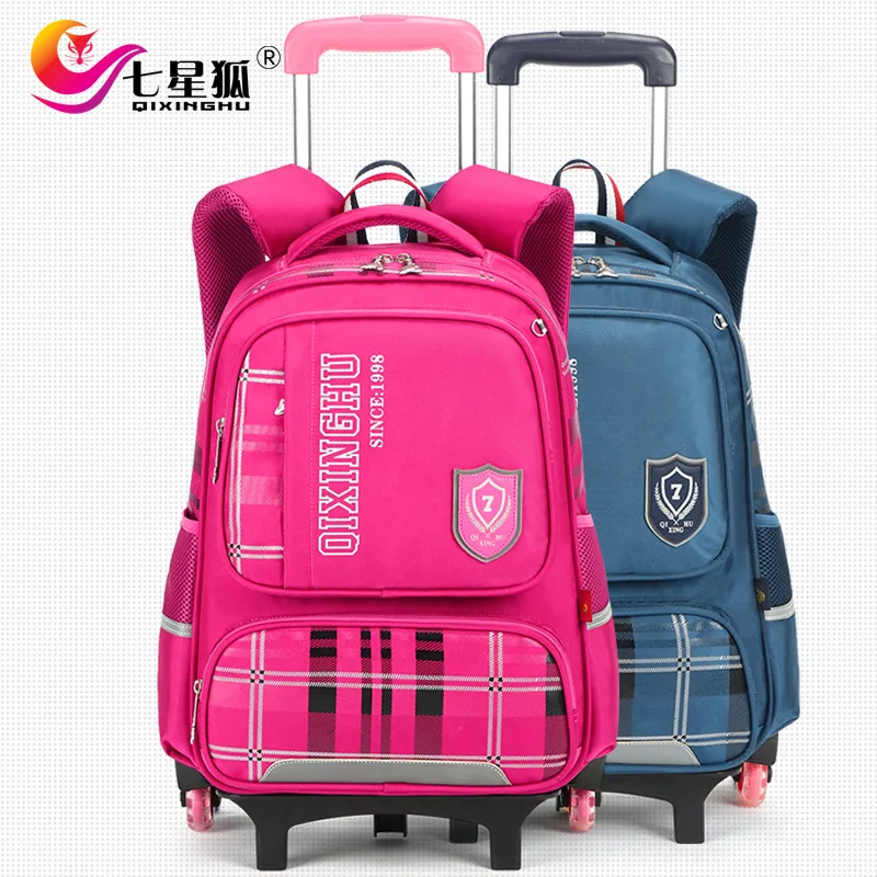 Trolley School Bags Kids Backpack With Wheel Stair Children's Schoolbags kids Wheeled Book Bag For boys girls Mochilas | Багаж и сумки