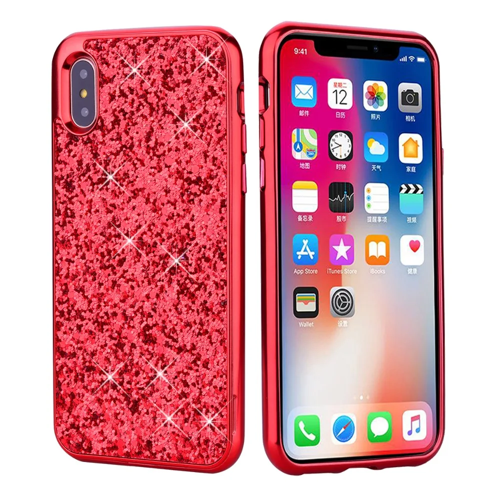 Блестящий чехол с блестящим порошком Кейт для iPhone 12 11 Pro Max Xs XR X 8 7 6s 6 Plus мигать