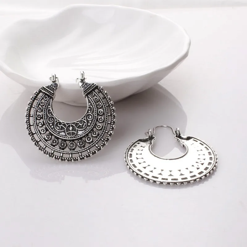 Серьги кольца серебряные в античном стиле для женщин и девушек|hoop earrings for women|hoop