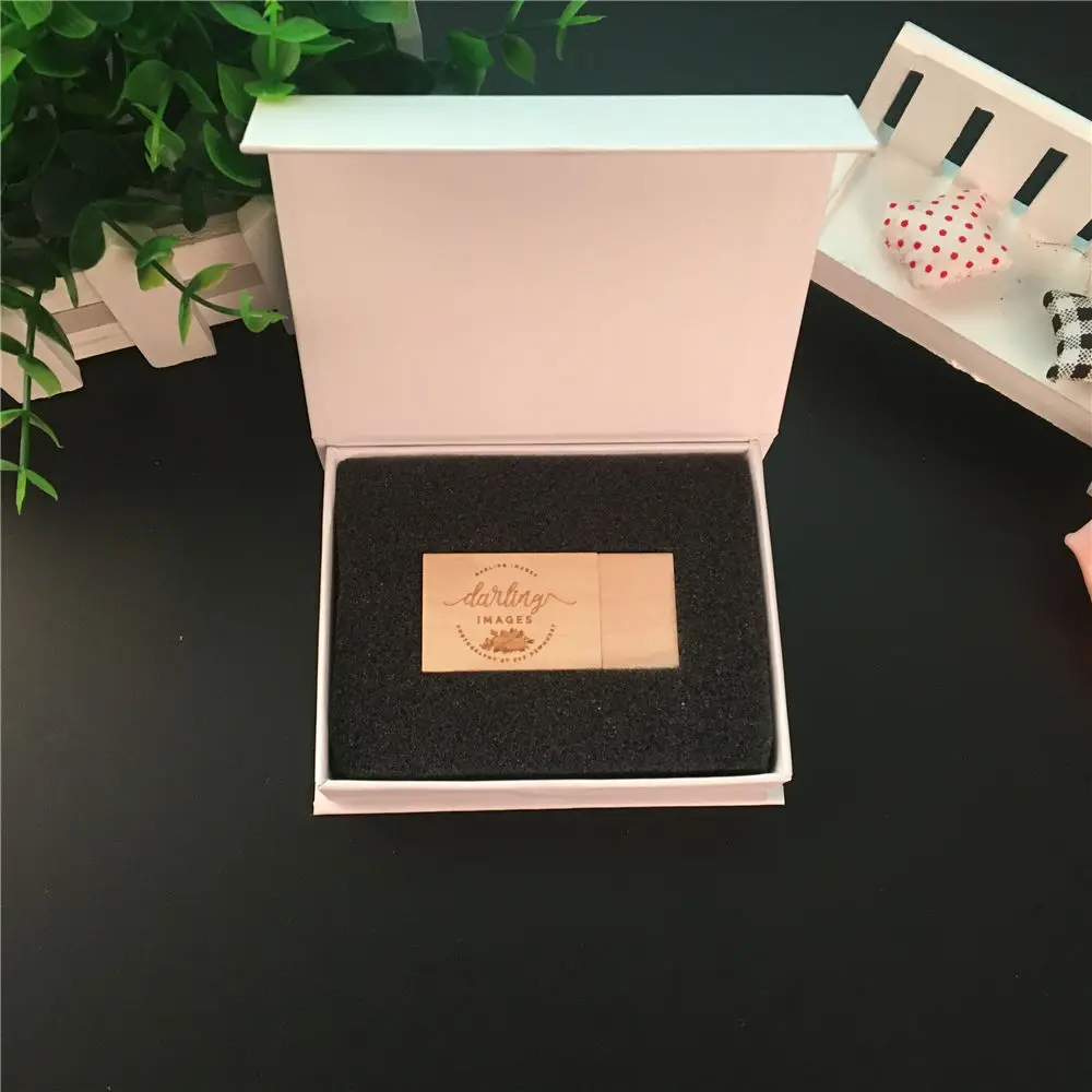 Логотип печати на заказ для белой коробки гравировка логотипа деревянной usb 3 0