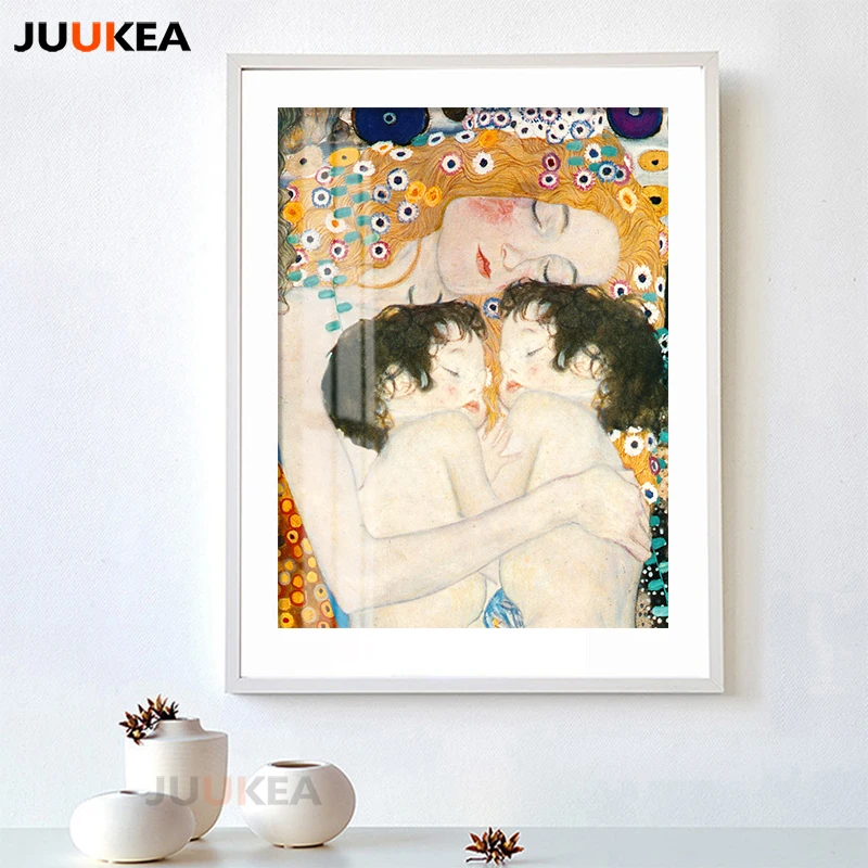 Gustav Klimt Мама Любовь Близнецы ребенок классический оригинальный дизайн большой