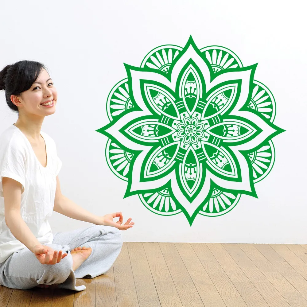 Beautiful design non-toxic PVC Mandala flower wall sticker Yoga room decals art mural decoration home decor | Дом и сад