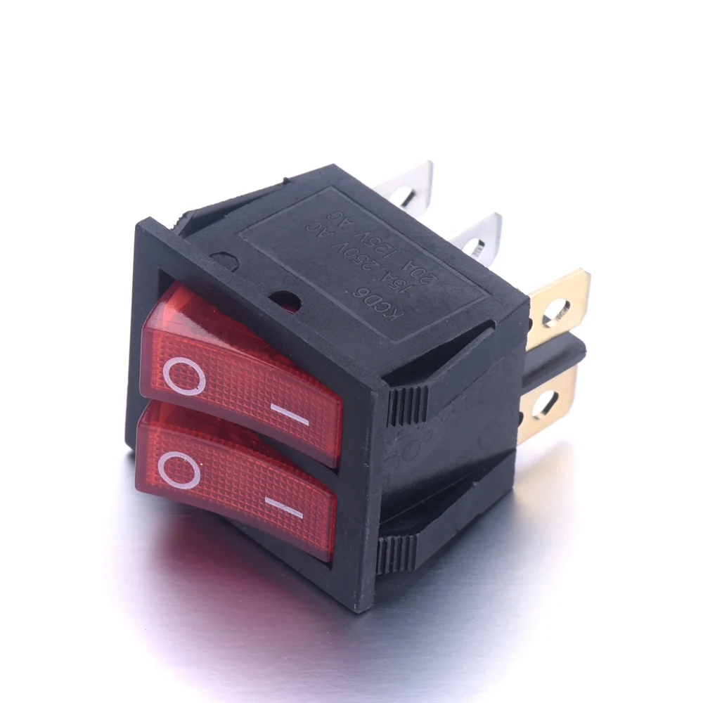 1/2 шт Профессиональный KCD8 212N 6PIN красный двойной кулисный переключатель с лампой