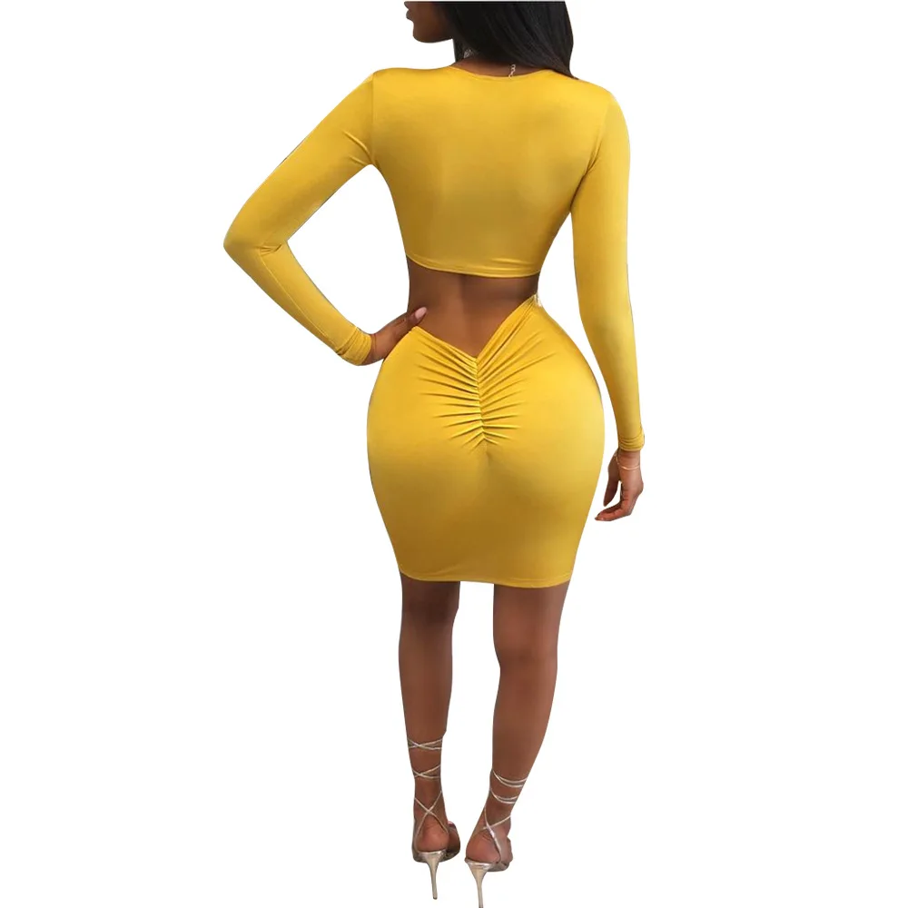 С длинным рукавом V Средства ухода за кожей шеи топ с Bodycon Юбки для женщин Для