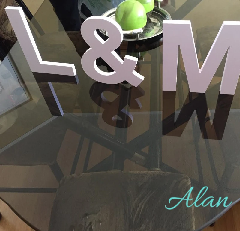 8 inches PVC Pure White Letters Freestandinge Initial Set Personalized Table Signs Wooden Letters|letters white|letter signsign letters |