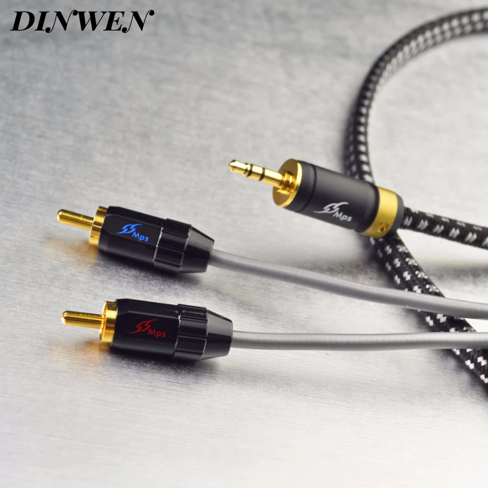 MPS X 7 3 5 мм на 2 RCA Leopard HiFi 99.9997% OCC 24K позолоченный штекер Lotus Plug Audio RAC Male AUX Кабель для