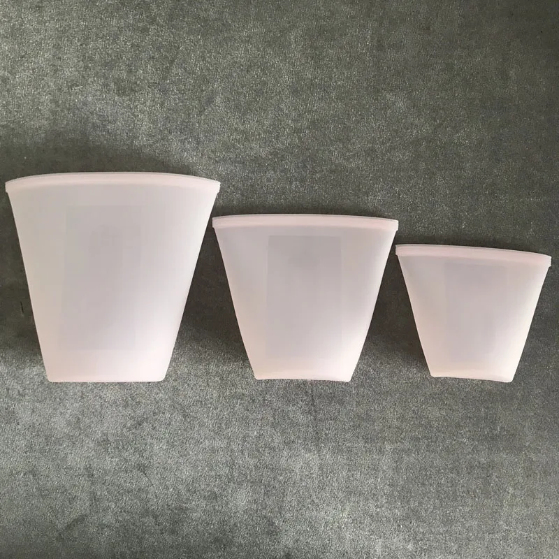 3pcs-Pink-Cup Многоразовый силикон сумка для хранения продуктов питания контейнеры набор свежих мешков Ziplock морозильная камера уплотнения обертки упаковка для фруктов кухонный Органайзер - Цвет: 3pcs-Pink-Cup