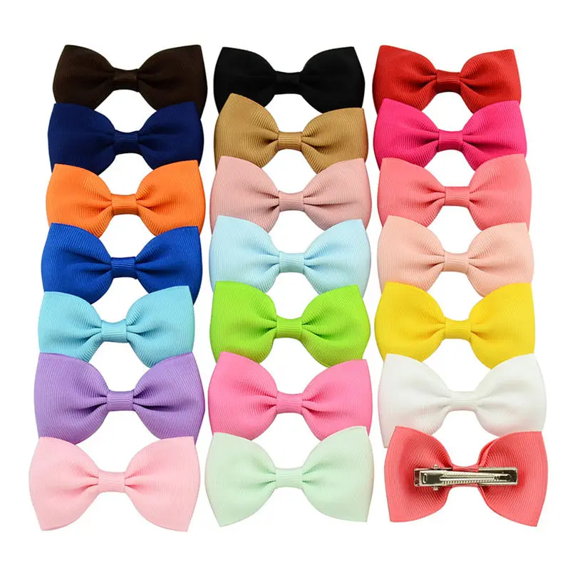 

20Pcs Bowknot Hairgrips Solid Color Ribbow Bow Safety Hair Clips Kids Girls Mini Hairpins Hair Styling Tool