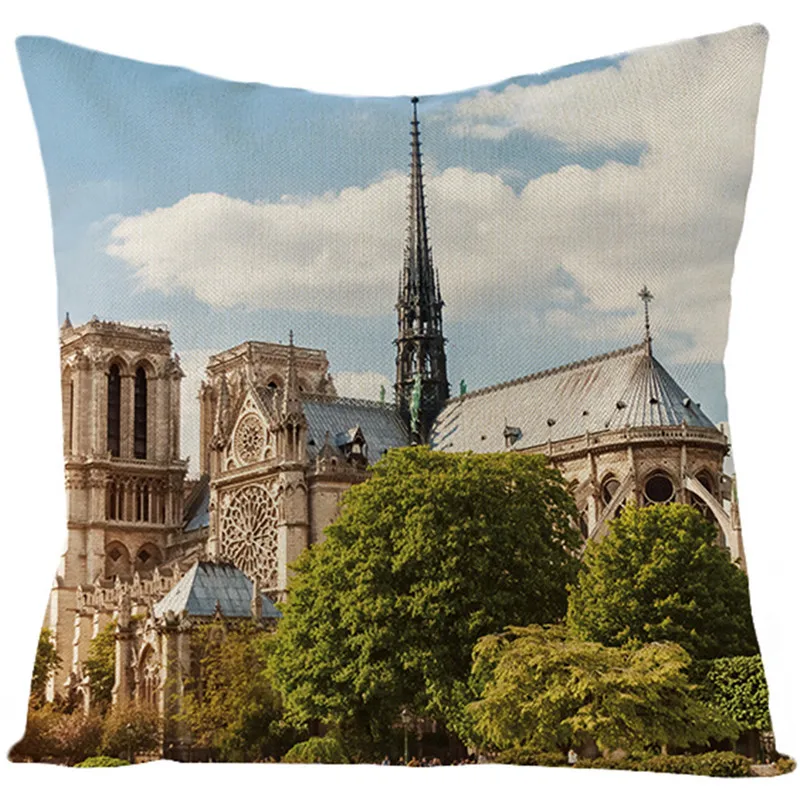 Fuwatacchi романтический Парижский пейзаж льняная наволочка для подушки с