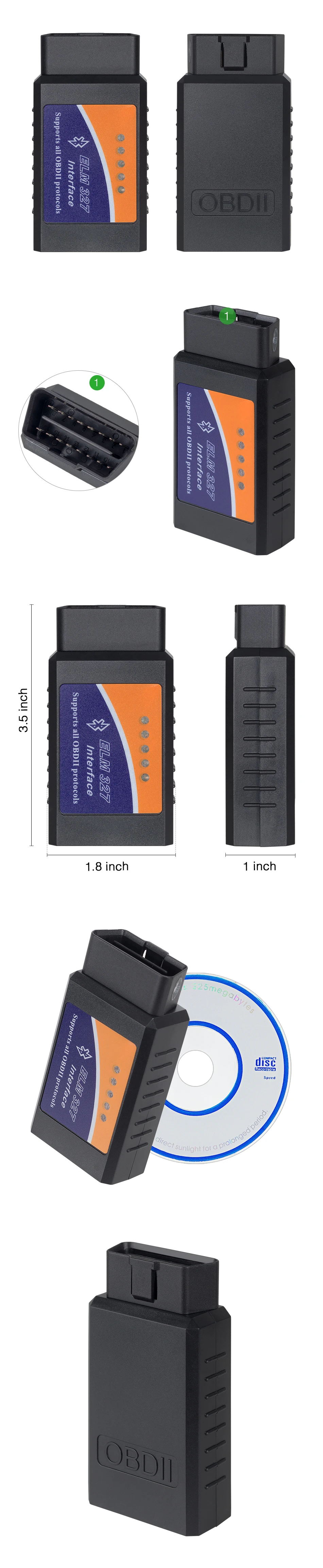 PIC18F25K80 чип ELM327 Bluetooth аппаратное обеспечение V1.5 Интерфейс ELM 327 OBD2 OBD 2 автоматический диагностический инструмент работает на Android/PC крутящий момент