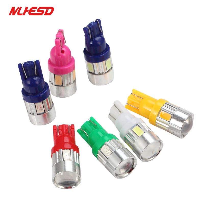 10 шт. T10 W5W 194 6SMD 5630 5730 6LED Клин светильник супер белый автомобиль боковые лампочки