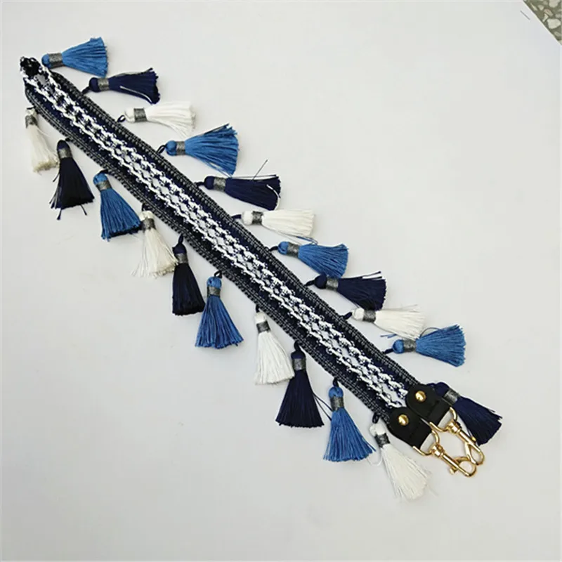 120cm Blue Сумка с ручкой ремень с бахромой тканые Наплечные ремни для сумок в этническом стиле Сменный ремень сумка аксессуары часть для женщин 80 см 100 см 120 см - Цвет: 120cm Blue