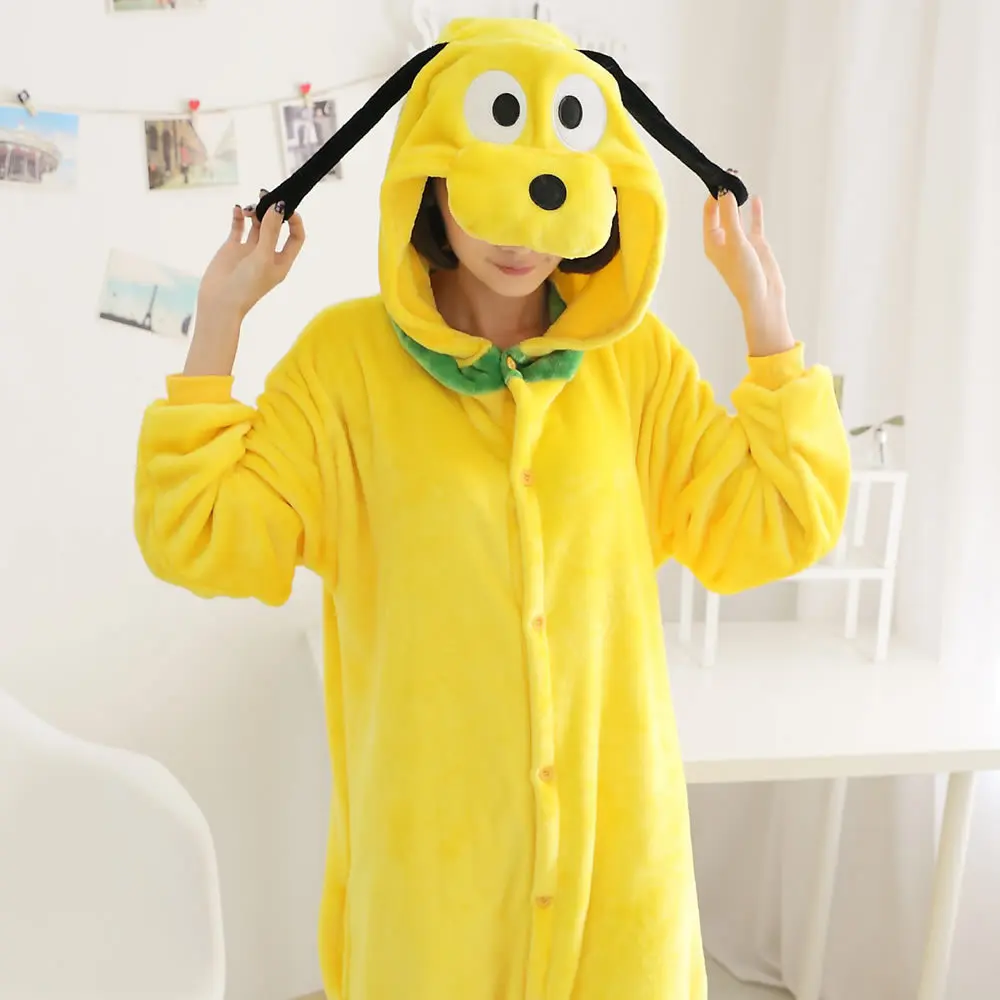 

Animals Kigurumi Yellow Dog Costume Adult Girl kids Onesie Flannel Halloween Women Anime Jumpsuit Disguise Onepiece Suit