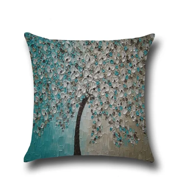DIDIHOU 3D Soft Cotton Linen Cushion Cover Painting Tree Flower Throw Pillowcase For Bedroom Car Pillow | Дом и сад