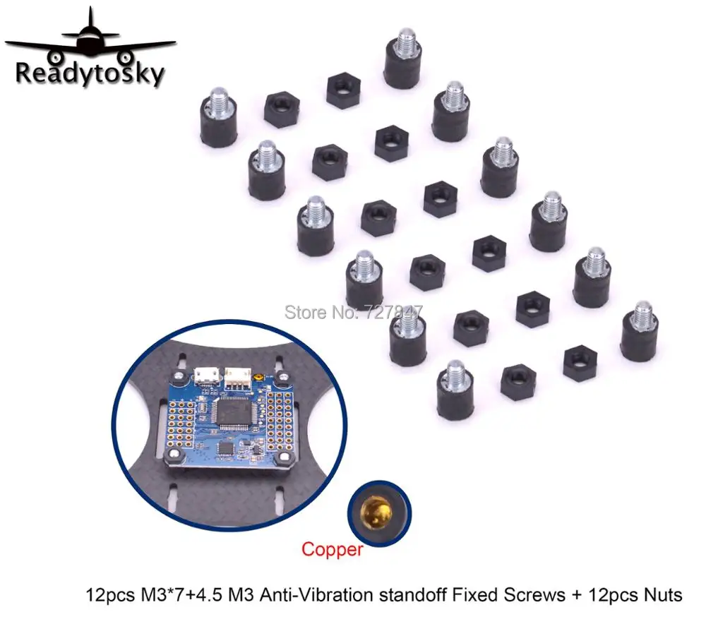 12 шт. M3* 7+ 4.5 m3 Игровые джойстики антивибрационные фиксированной Шурупы монтажа Аппаратные средства Spacer противостояние Для naze32 cc3d F3 qav250