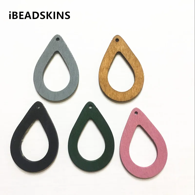 New arrival! 37x25mm 200pcs/lot Environmental Paint drop-shape Wood charm for jewelry DIY making( desgin as shown) | Украшения и